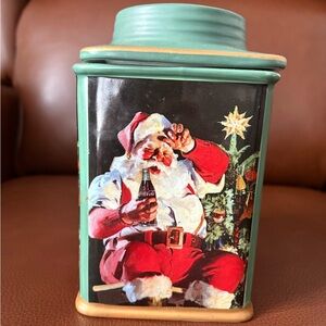 Vintage 2002 Coca Cola Festive Santa Claus Stoneware Canister